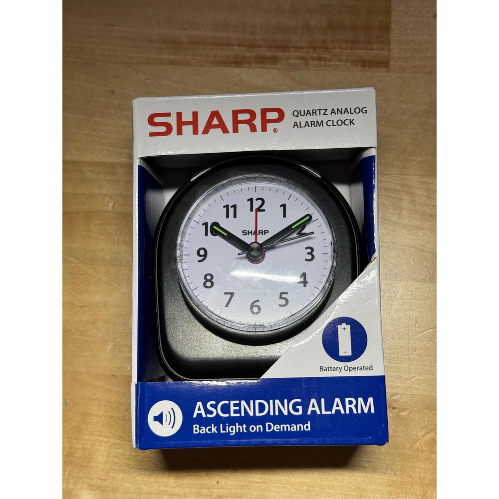Sharp SPC844A Quartz Analog Alarm Clock Black Ascending Alarm Backlight Snooze